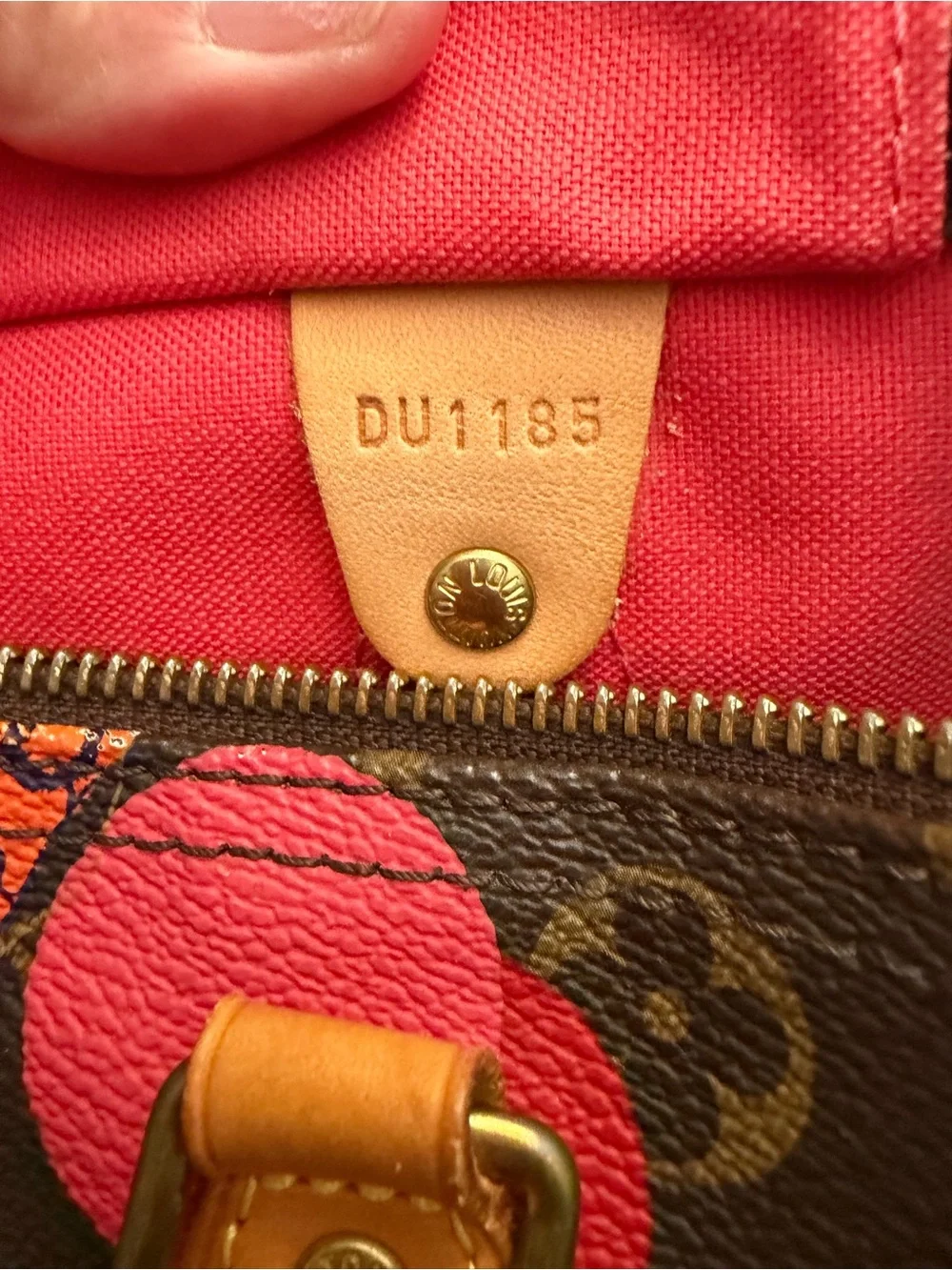 Louis Vuitton Speedy 30  Monogram Satchel with Pink and Orange Graphic Accents
